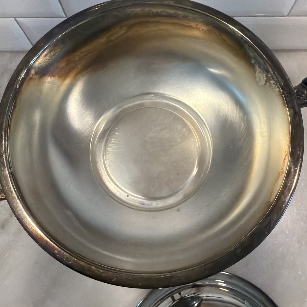 Vtg. Silverplate Covered Chaffing Dish w/ Stand, Burner OLA007 - Picture 9 of 15